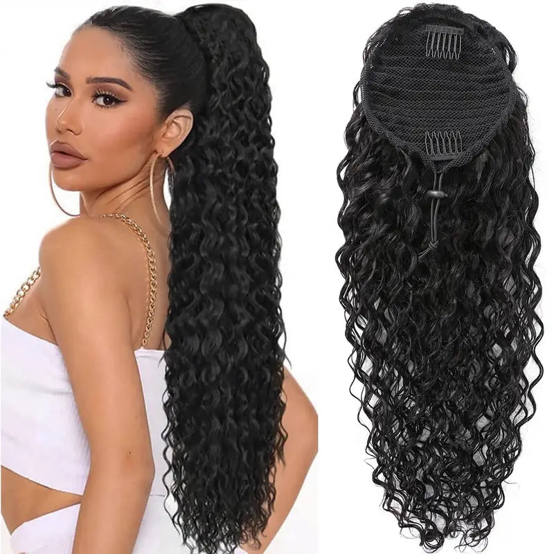 Deep Wave Ponytail Human Hair Extensions 95-100g