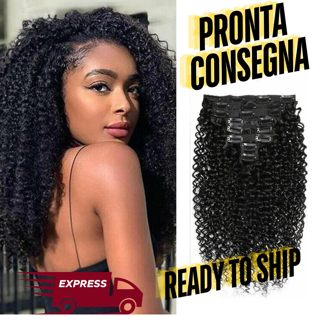 PRONTA CONSEGNA - Extension Ricci con Clip Capelli Veri 95-100g